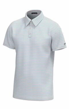 NEW SOUTHERN POINT CO. men's bayside stripe performance polo in hawaiian blue